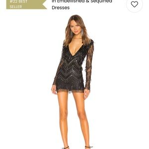 Nia sequin fringe dress in black